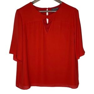 The Limited Lipstick Red Peep Hole Blouse Size PXL NWT